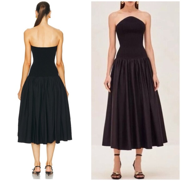 ALEXIS Kamali Strapless Combo Knit Midi Black SZ S - Picture 2 of 7